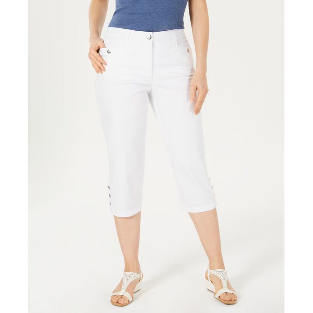 Karen Scott Button Hem Capri Pants
